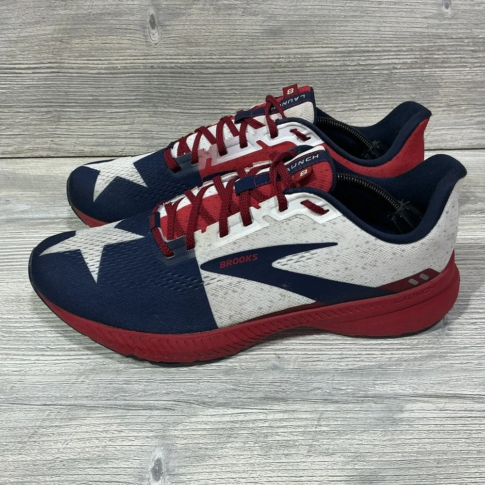 Brooks Launch 8 Men's Size 11.5 D Run Texas Flag Running Shoes 1103581D621
